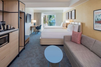 Room, 2 Queen Beds, Balcony, Partial Ocean View