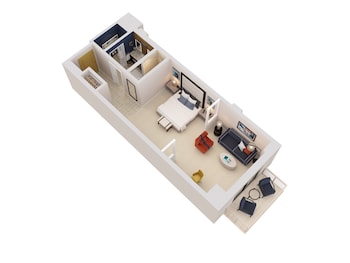 Premium Studio Suite, 1 King Bed with Sofa bed, Balcony, Partial Ocean View (Twin Dolphin Tower)
