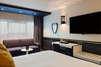 with a double bed and a sofa bed