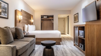 One Queen Bed with Sofa Bed Interior