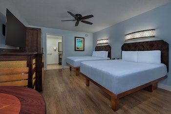 Water or Pool View. Wheelchair accessible with tub and option for hearing accessibility. 2 queen bed