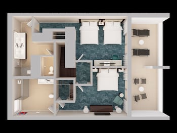 2 BEDROOM BI-LEVEL SUITE- 1KNG/2DBL BEDS