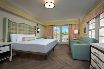 Resort View. Hearing accessible with visual alarm and notifications. 1 king bed and 1 sleeper chair