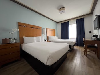 Double Room, 2 Double Beds, Partial Sea View